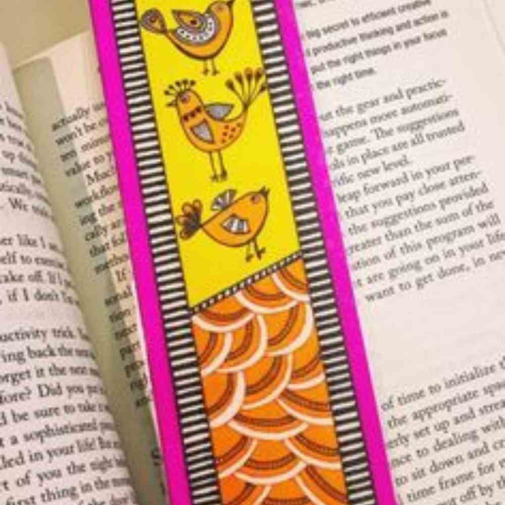 Red And Yellow Madhubani Handpainted Bookmark